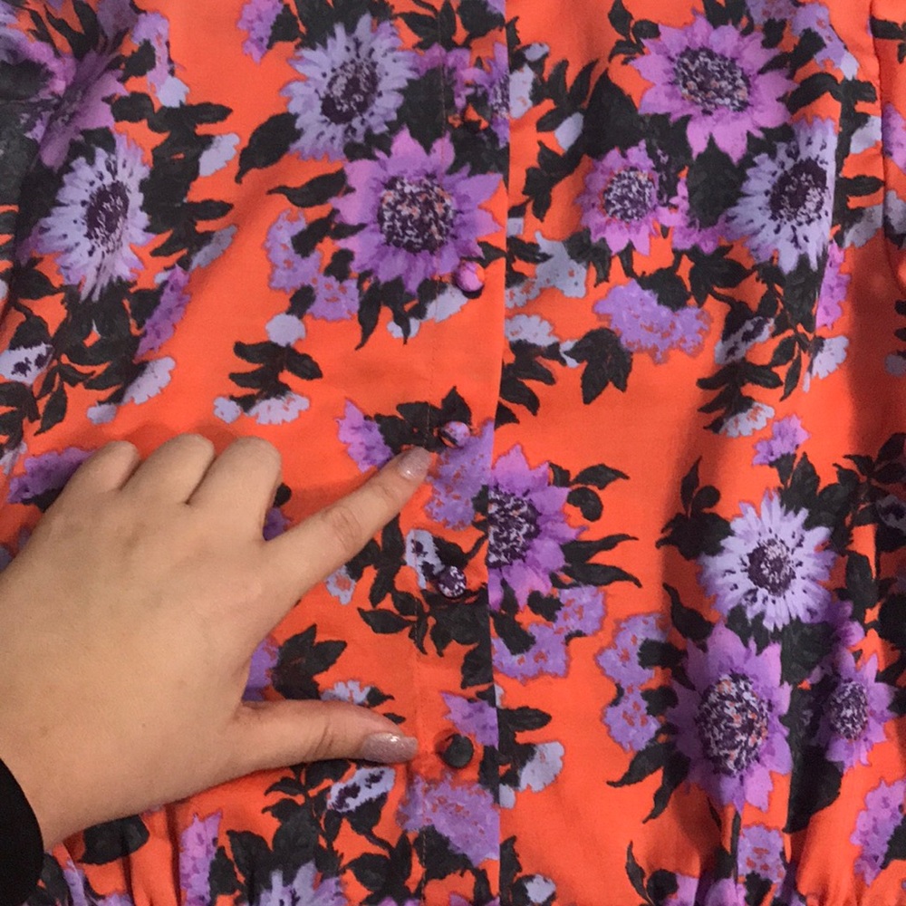 Free People Floral Long Sleeve A-Line Dress Size 6 - Picture 6 of 6